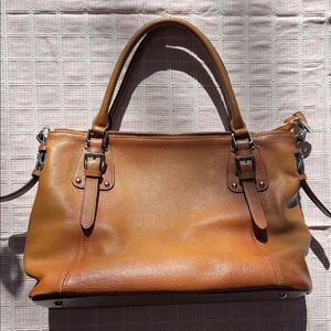 Heshe Genuine Leather Brown Shoulder Purse